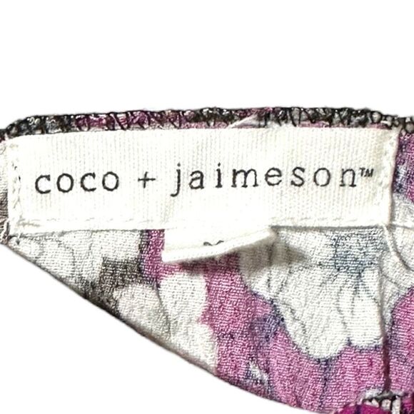 Coco + Jaimeson Women’s Brown Stone Floral Print Elastic Crop Top Blouse Size Me - Picture 9 of 13
